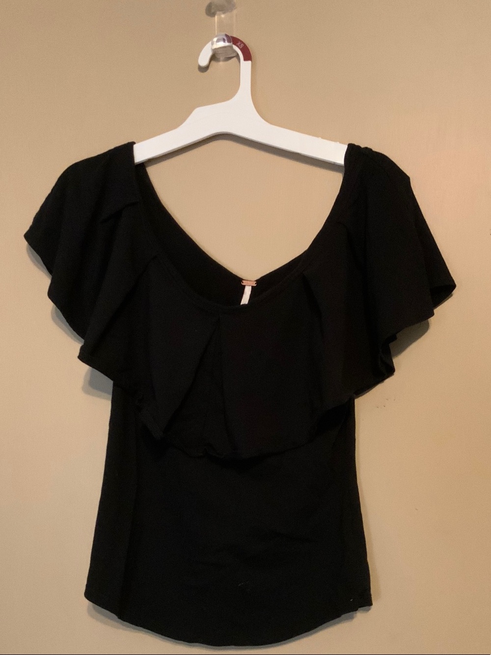 Free People Black Flutter Sleeve Tula top, small